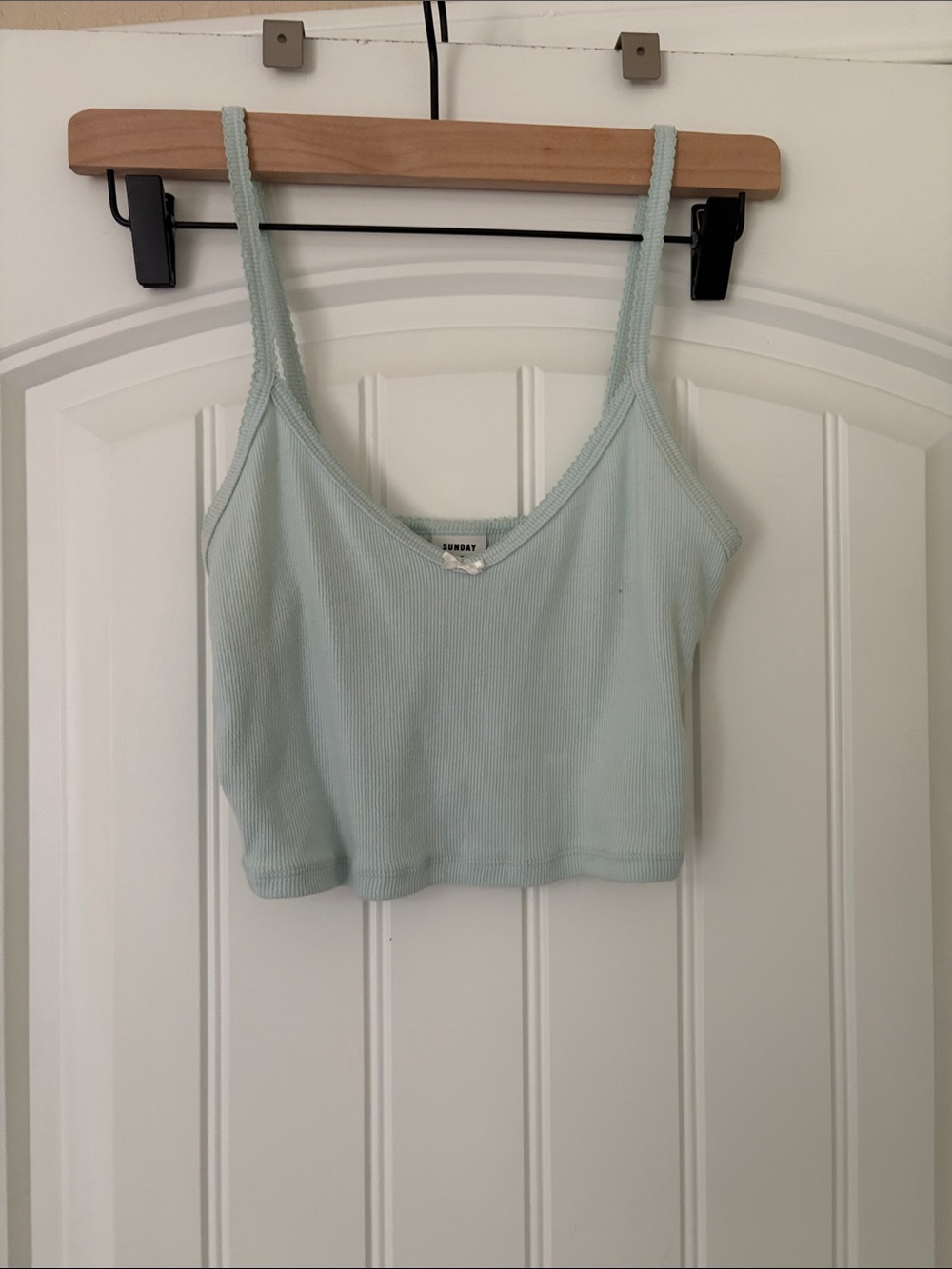 Sunday Best Light Mint Ribbed Cropped Cami